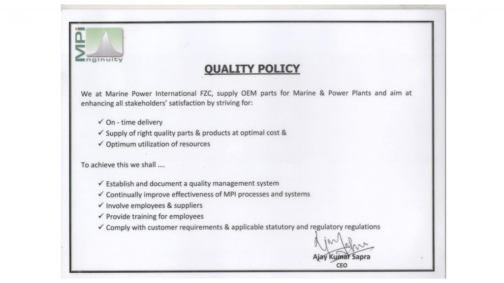 MPI Quality Policy